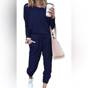 Casual 2pc Navy Tracksuit